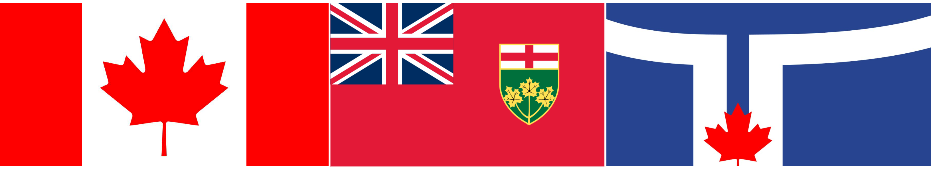 flags of canada, ontario and toronto